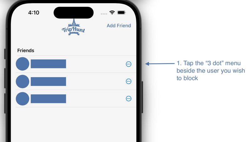 Step 1: Tap the 'three dot' menu beside the user you wish to block